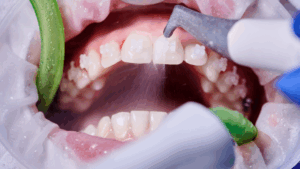 Dentist with patient