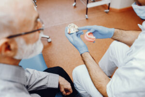Senior man getting dentures